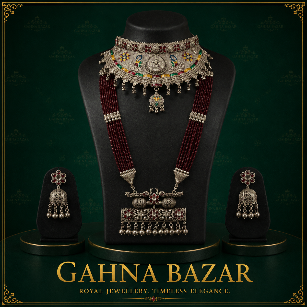 Royal Oxidised Beaded Necklace