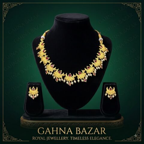 Royal Ruby Crescent Necklace Set