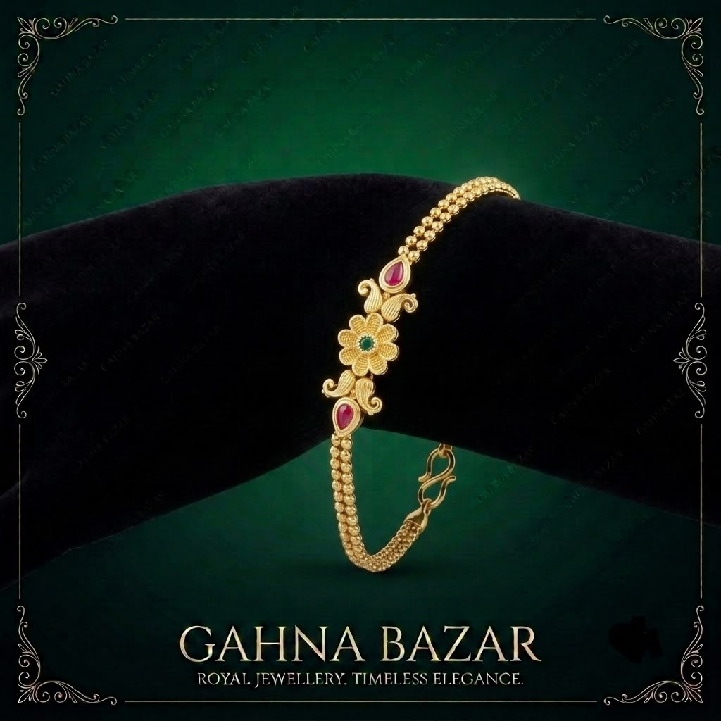 Gold-Plated Peacock Floral Bracelet